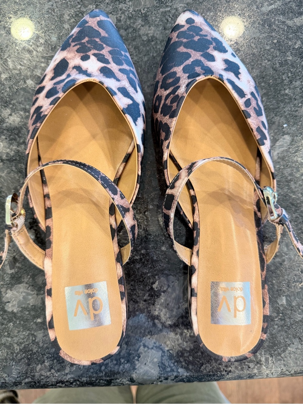 DV by Dolce Vita Pink and Black Leopard Slingback Mules